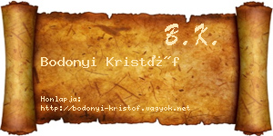 Bodonyi Kristóf névjegykártya